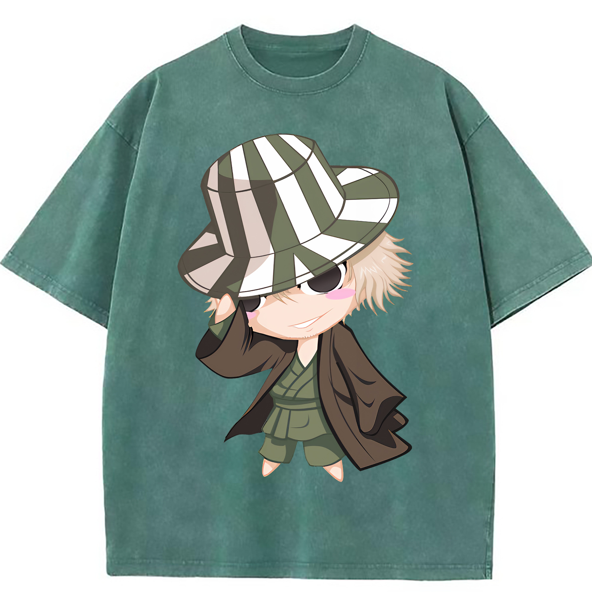 （画像用） "ブリーチ 浦原 喜助（うらはら きすけ） BLEACH Urahara Kisuke " 綿100% ヴィンテージ風 半袖Tシャツ（フロントプリント）
